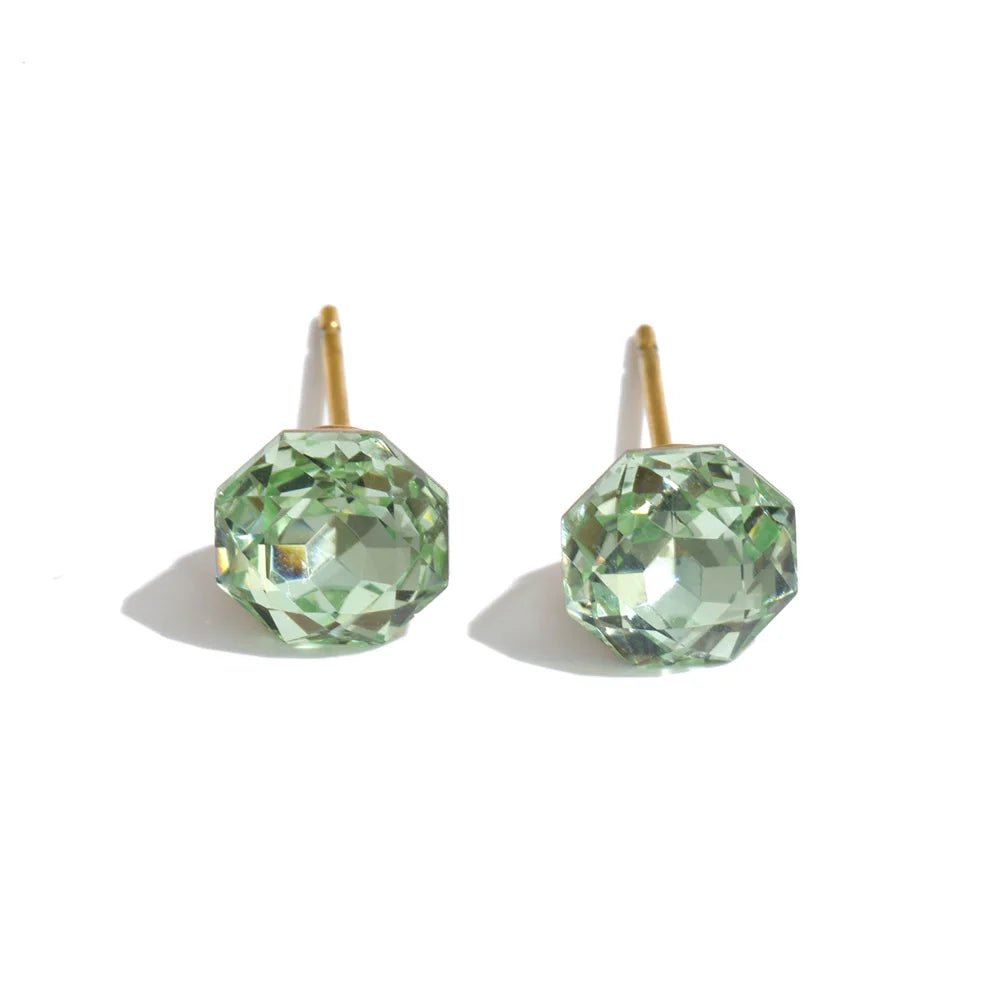 Yhpup Multicolor Crystal Stud Earrings – Round Shiny Earrings for Women