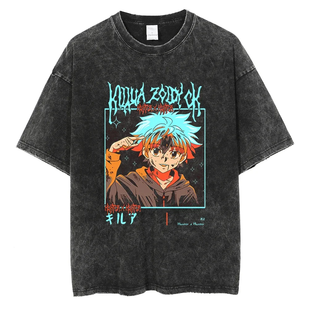 Hunter x Hunter Kurapika Graphic T-Shirt – Unisex Washed Cotton Short Sleeve Streetwear Tee
