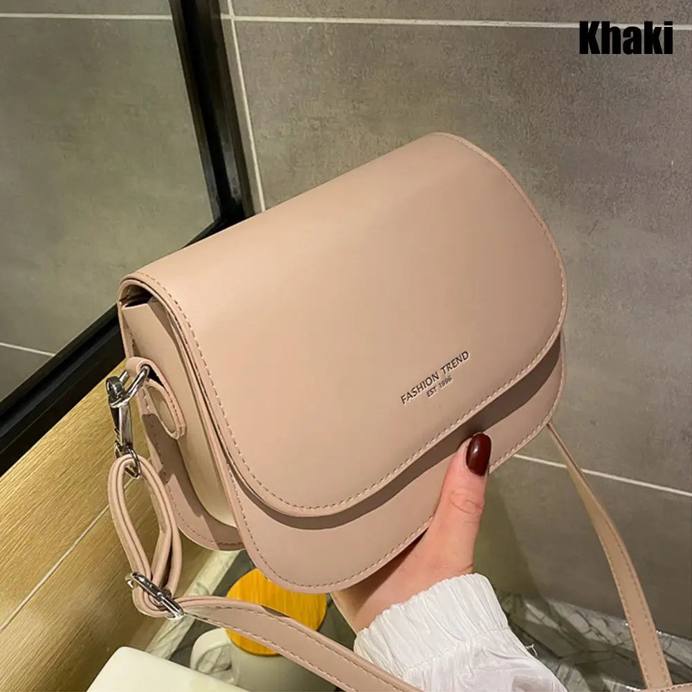 Women PU Leather Simple Saddle Shoulder Bag Handbags Crossbody Bag Flap Messenger Bag