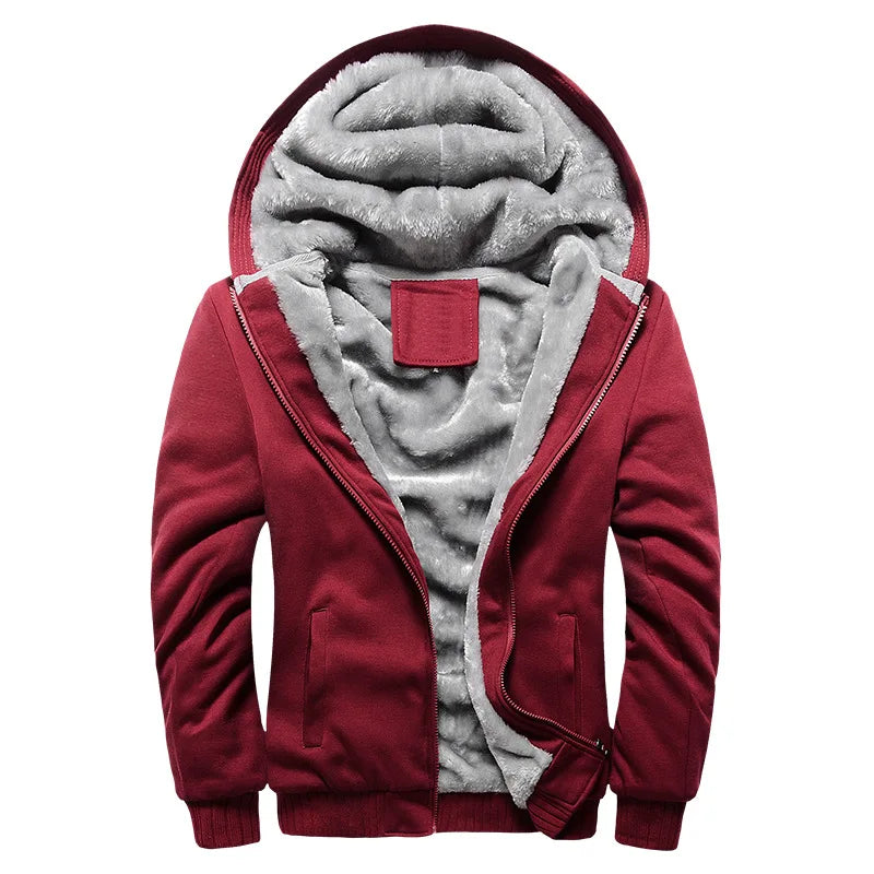 Men's Fleece-Lined Zip-Up Hoodie – Thick Warm Winter Sweatshirt Jacket, Sizes M–5XL