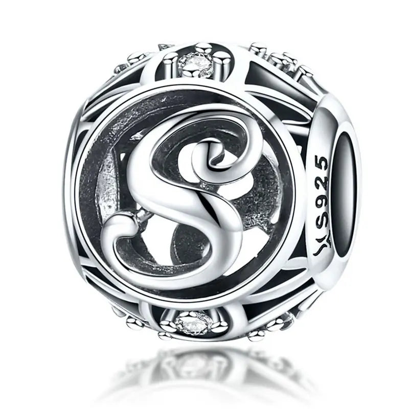 925 Sterling Silver Alphabet Charms A–Z – Letter Beads for DIY Bracelets