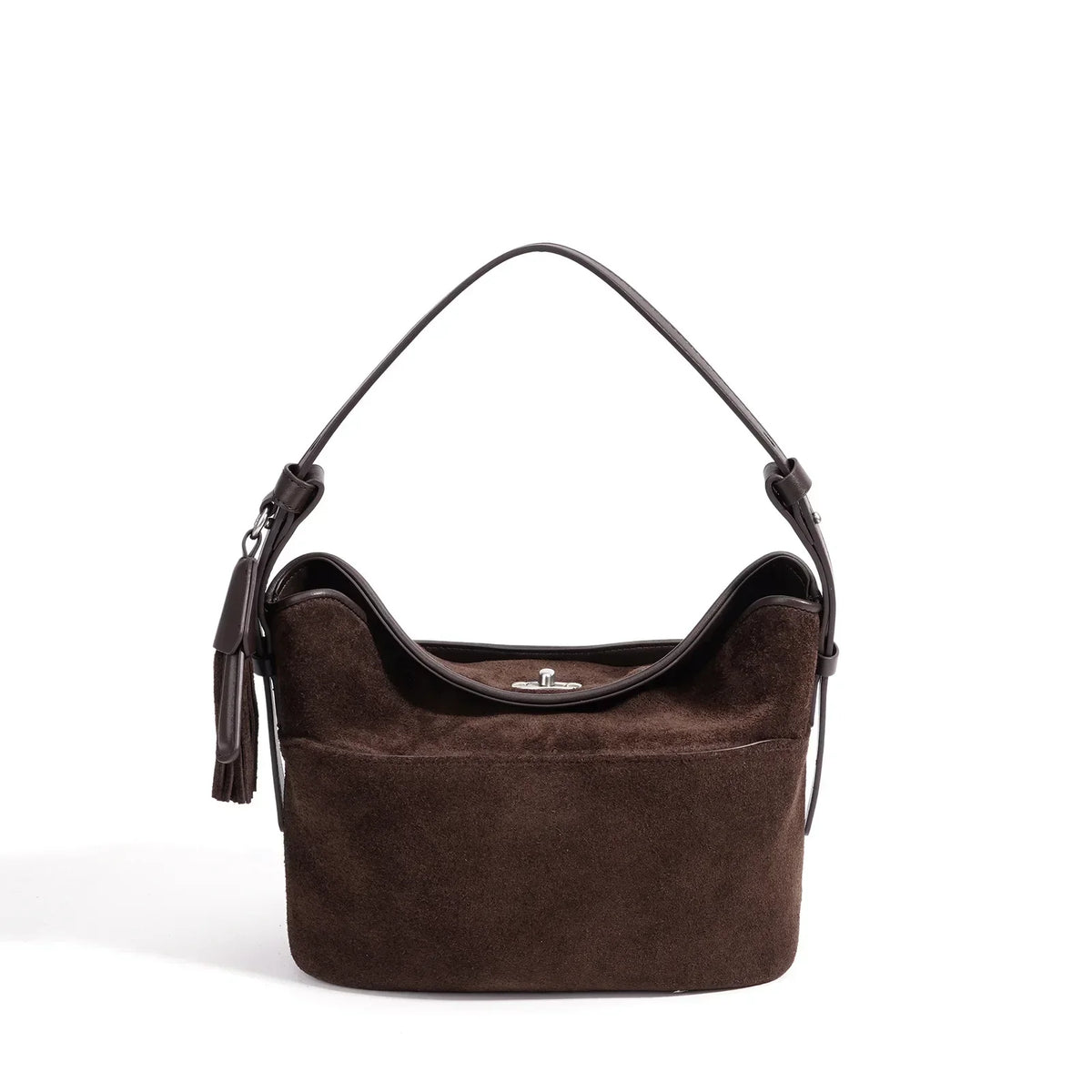 Fashion Tote Real Suede Leather Female Crossbody Shoulder Bag High Quality New Autumn winter Tassel Design Slouchy Woman Bucket