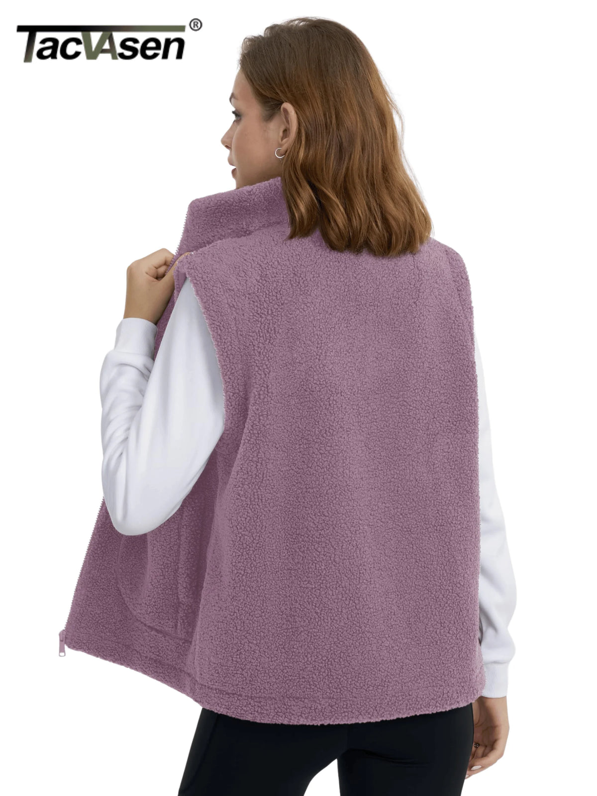 Women’s Fleece Vest – Lightweight Stand-Collar Waistcoat with 4 Pockets