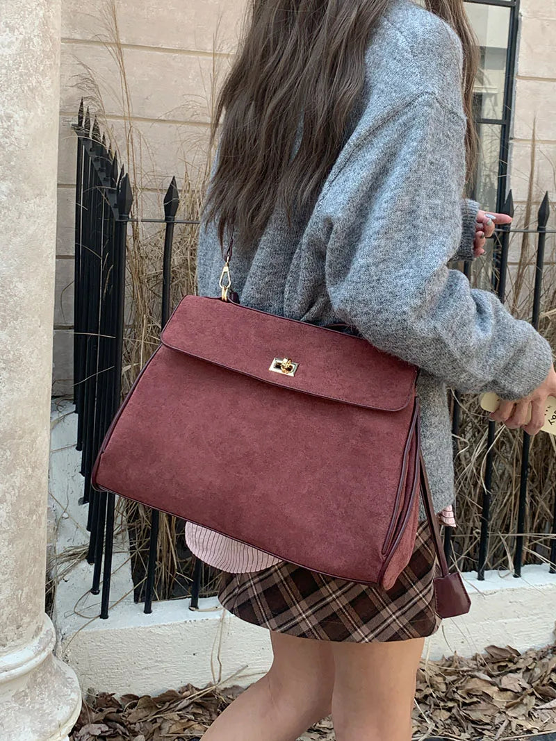 Women's Faux Suede Shoulder Bag – Large-Capacity Winter Tote Handbag