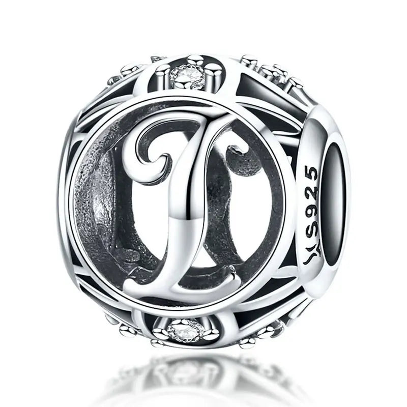 925 Sterling Silver Alphabet Charms A–Z – Letter Beads for DIY Bracelets