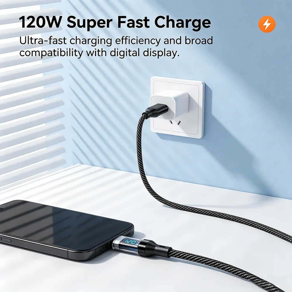 NNBILI USB to Type C Cable 120W Fast Charging Charger USB Type C to USB C Display Cord For Xiaomi POCO Huawei Macbook Honor 1/2m