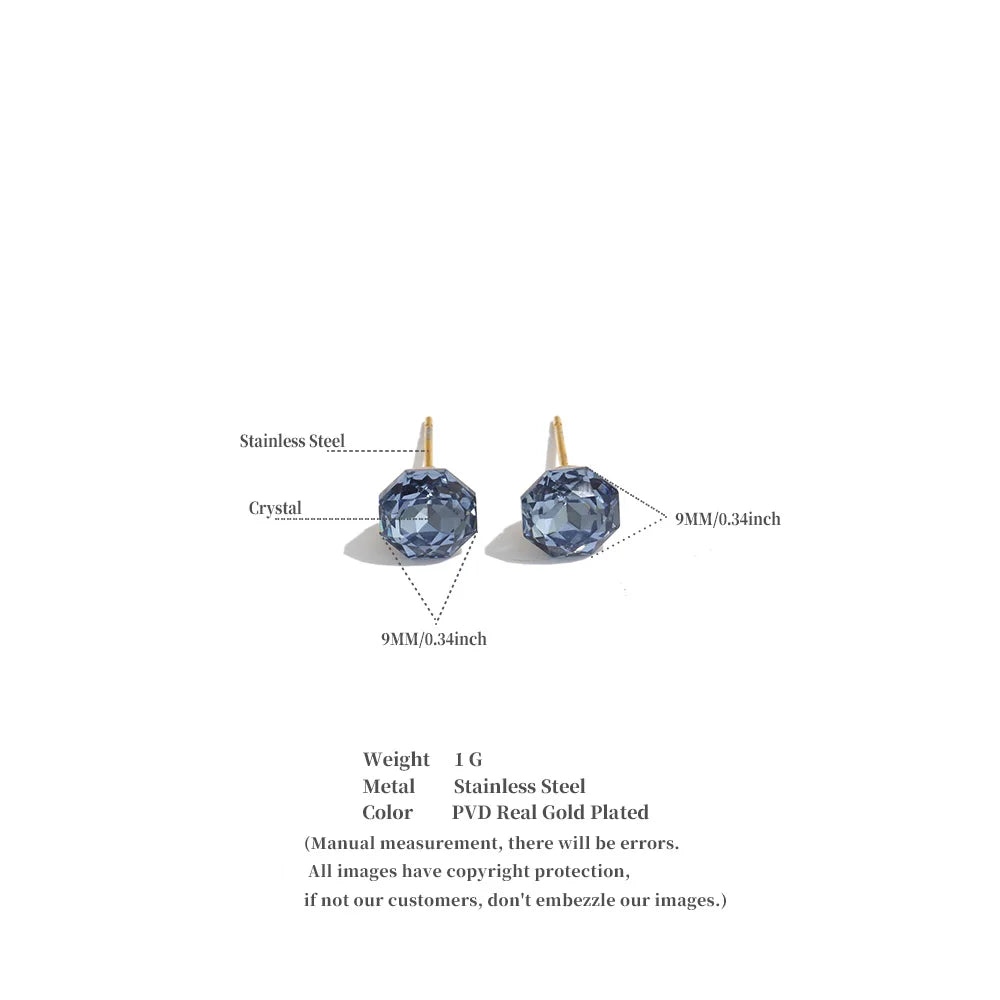 Yhpup Multicolor Crystal Stud Earrings – Round Shiny Earrings for Women