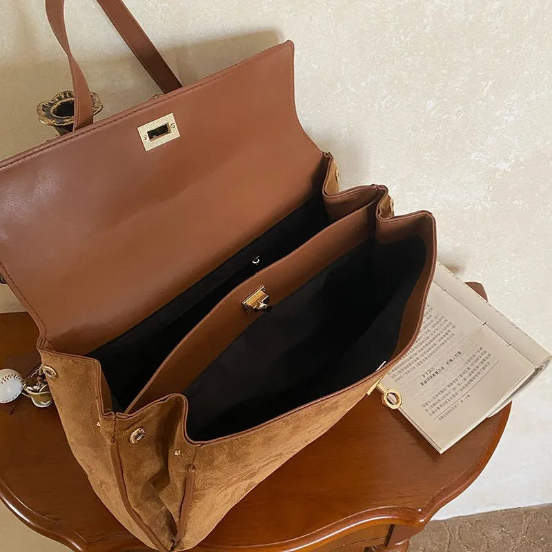 Women's Faux Suede Shoulder Bag – Large-Capacity Winter Tote Handbag