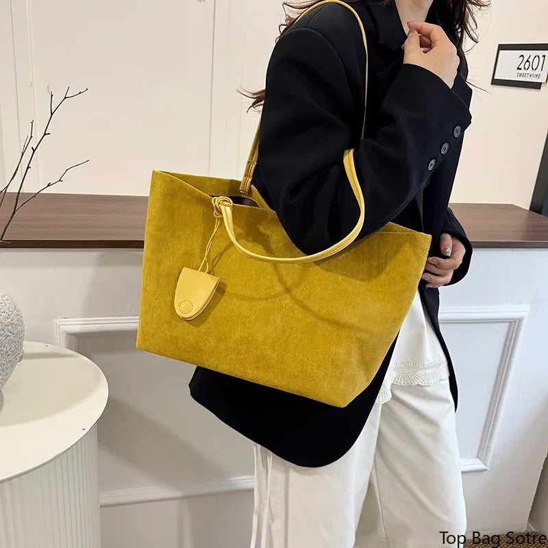 Women's Soft Suede Tote Bag – Large-Capacity Vintage Slouchy Shoulder Bag