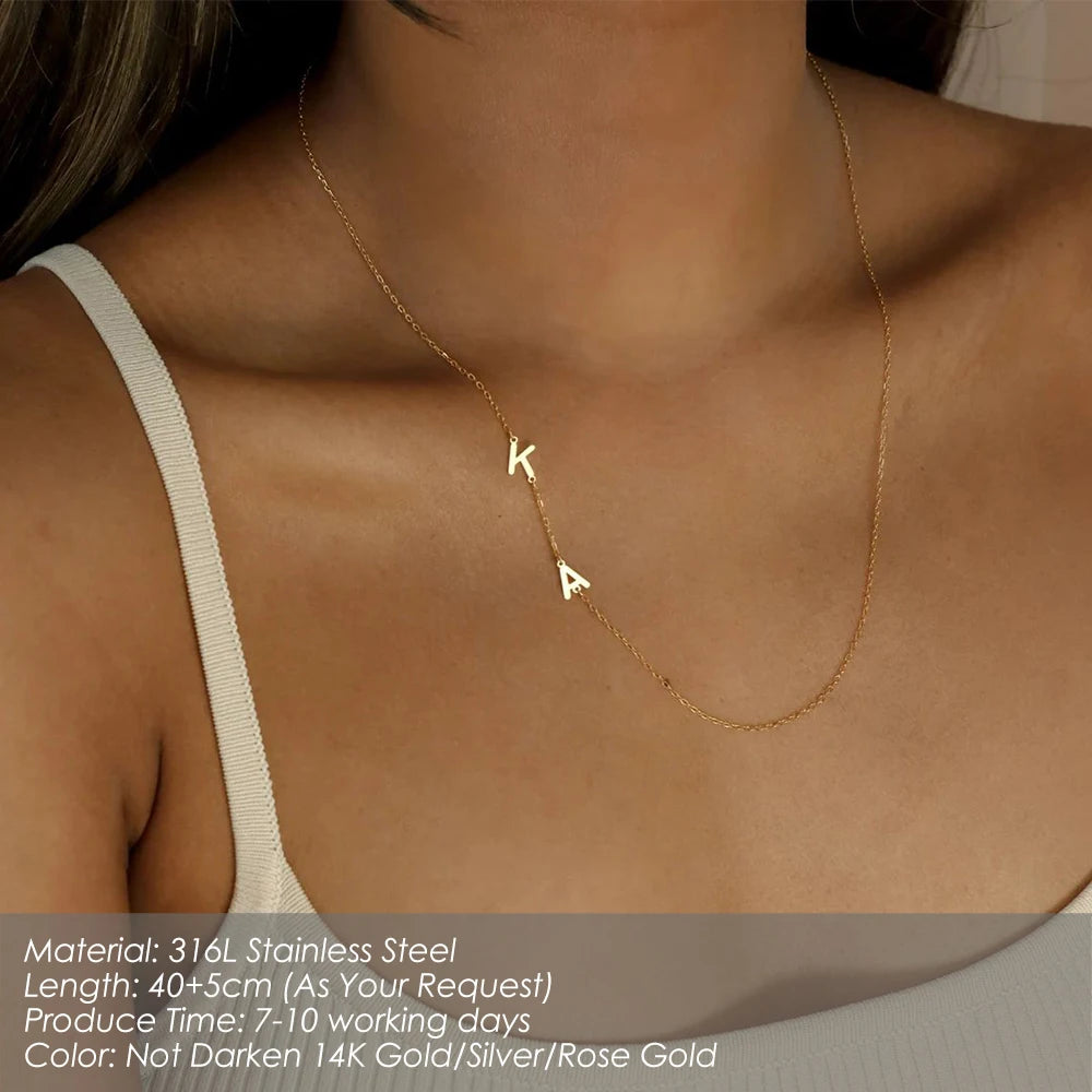 Personalized Name Necklace for Women – Custom Letter Pendant Gold-Tone Choker
