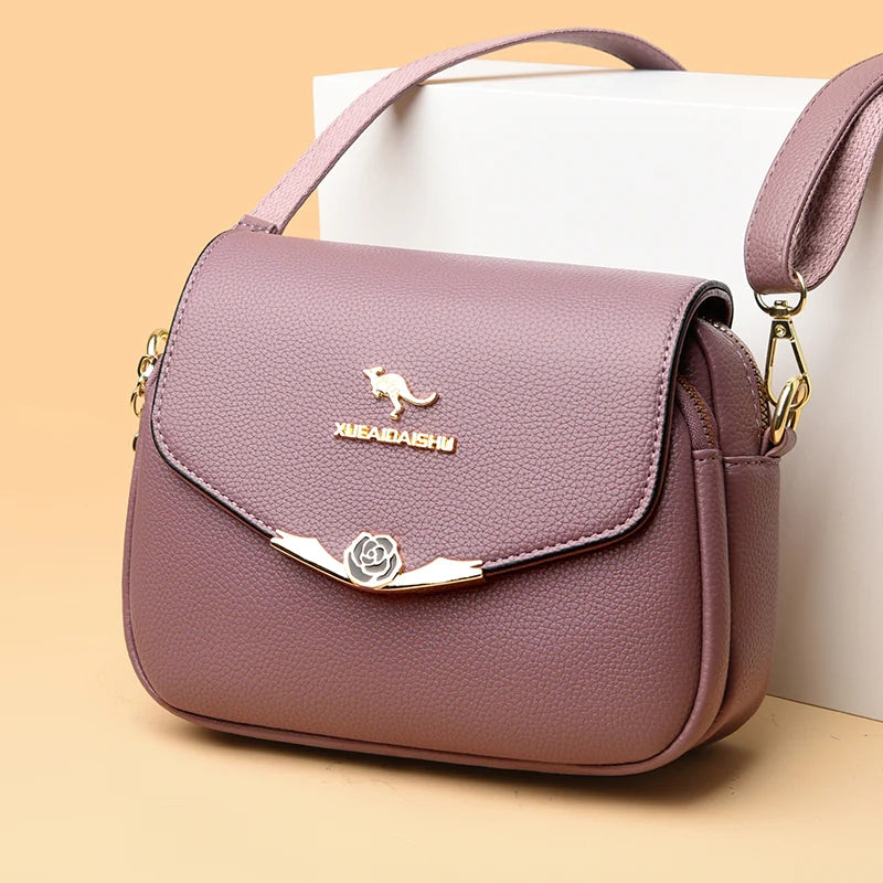 Women's Soft Leather Crossbody Bag – Elegant Designer Shoulder Handbag