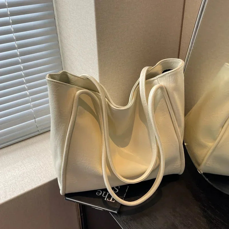 Casual PU Tote Bag 2024 Hot Selling Large Capacity Handbag Solid Color Fashion Handbag Fashion Shoulder Bag Bolso De Mujer