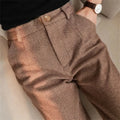 Men's High-Waisted Wool Trousers – Tapered Harem-Style Casual Office Pants