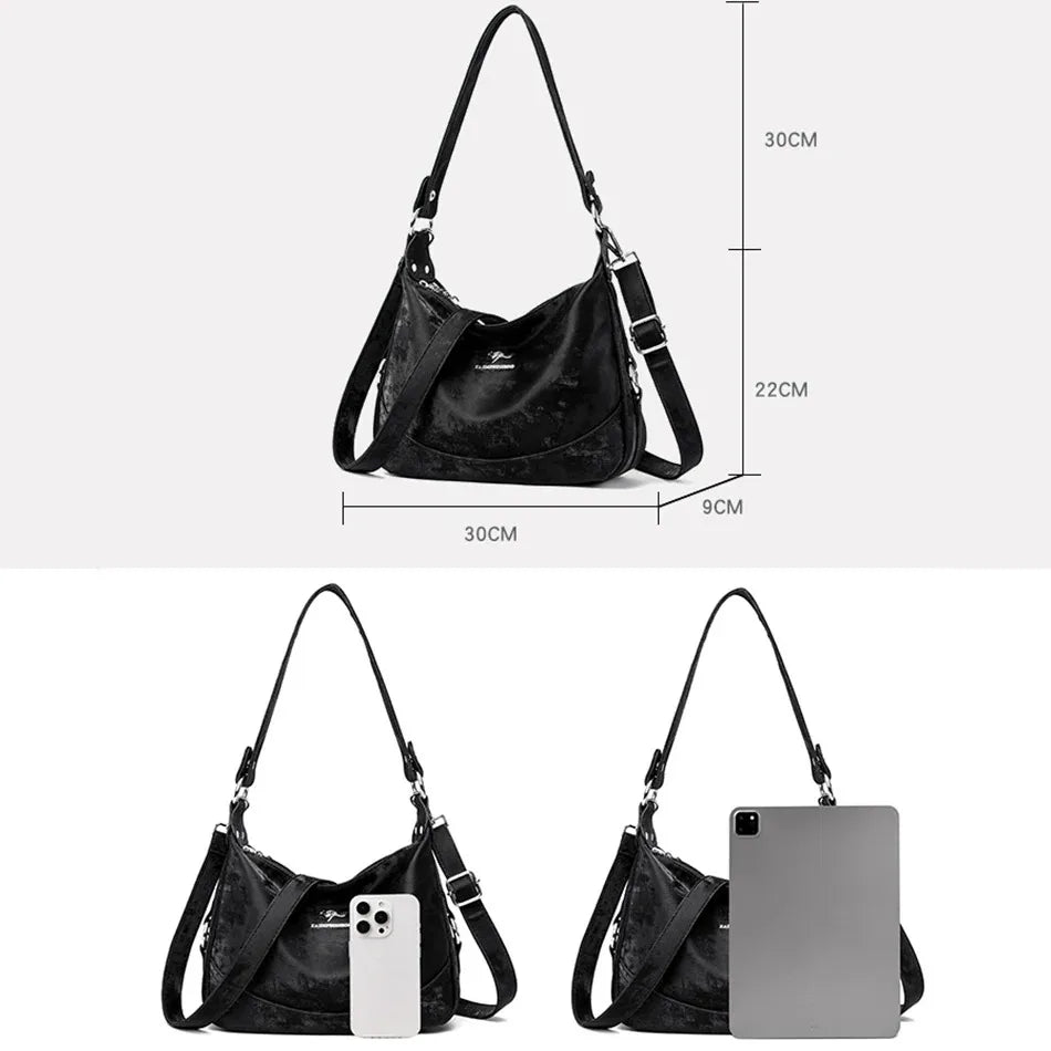 Women's Luxury Leather Shoulder Bag – Three-Layer Designer Handbag