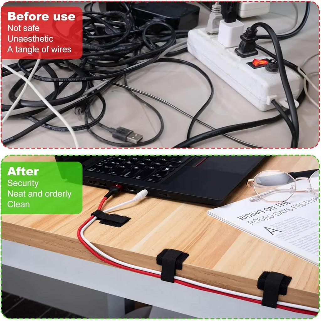 Reusable Cable Ties Fastening Wire Organizer Cord Rope Holder Self Adhesive Adjustable Cord Organizer Straps Desk Management