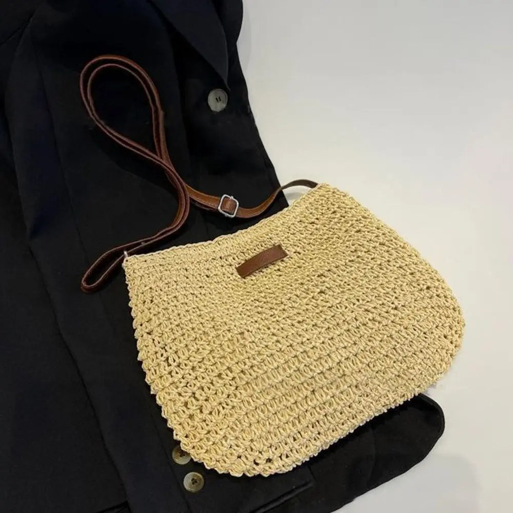 Large Capacity Straw Knitted Purses and Handbags Women Shoulder Bags Straw Woven Side Bag for Ladies Woman Handbag Beach Bag