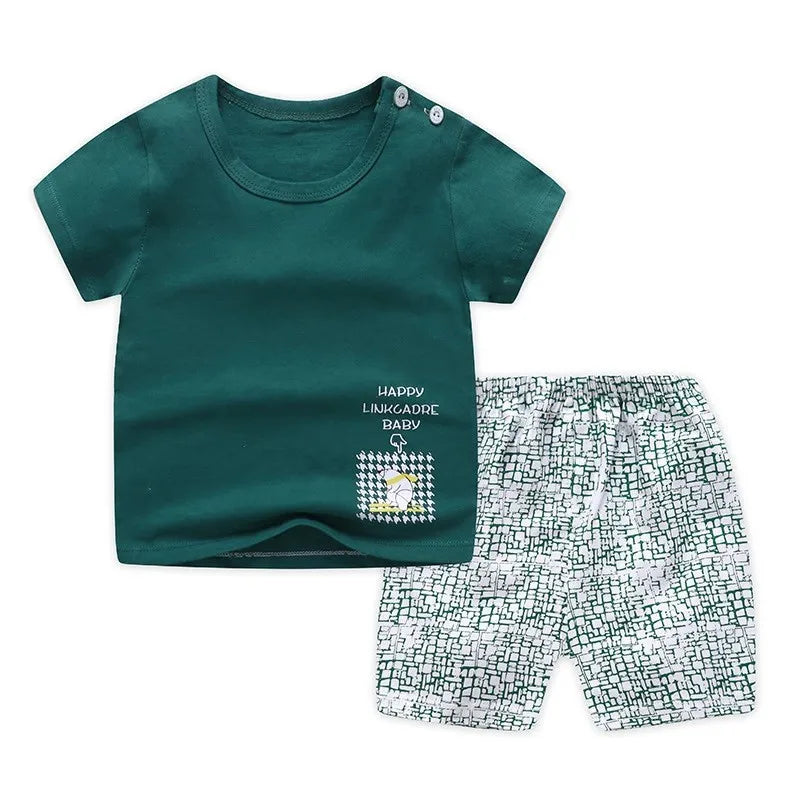 Baby Boy Summer Outfit Set – Short-Sleeve T-Shirt & Matching Shorts