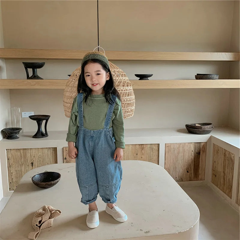Summer Boys And Girls Pants Denim Overalls Suspenders Jumpsuit  Spring Baby Kids Trousers Casual Rompers Children'S Clothing