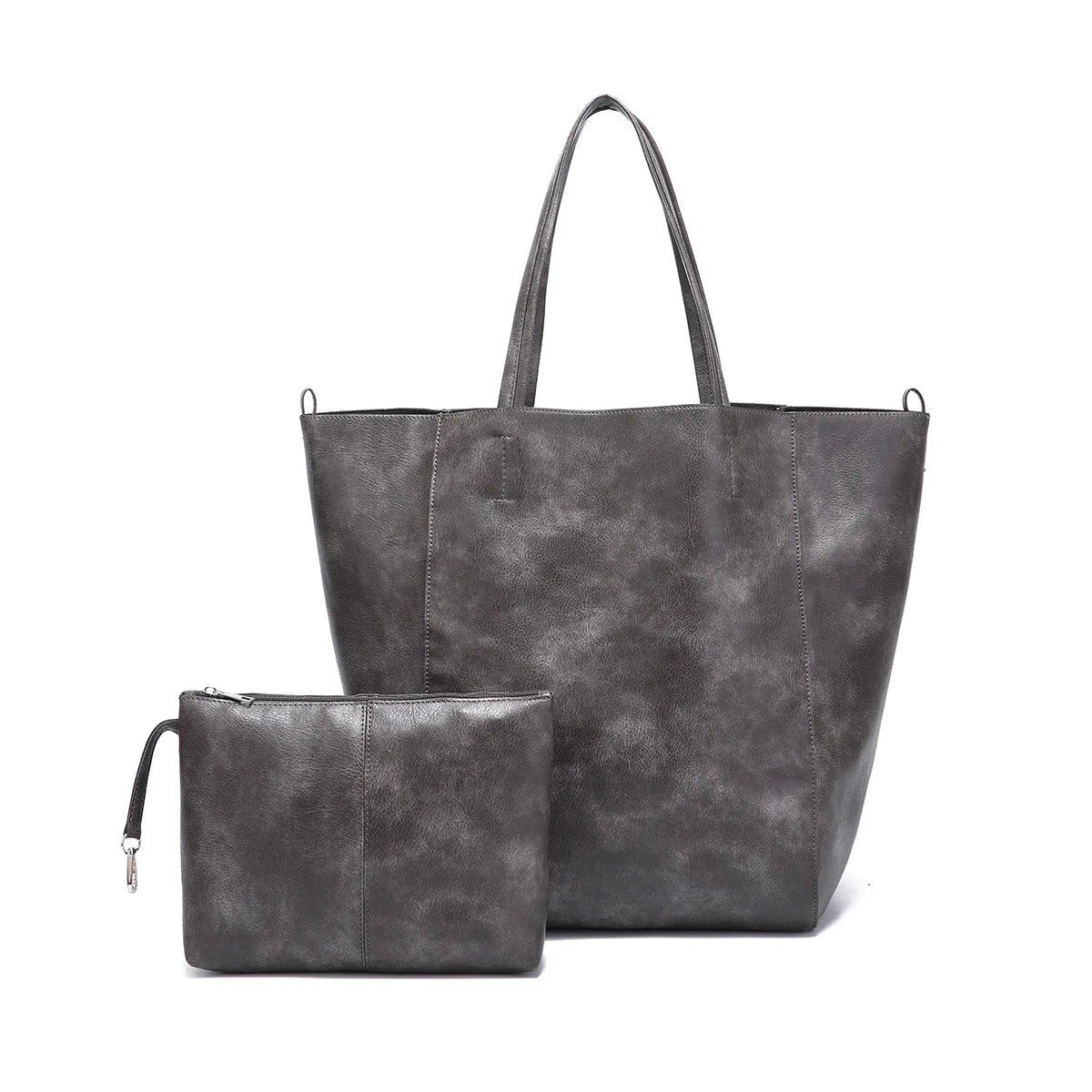 Women's Large PU Leather Tote Bag – Retro Luxury-Style Shoulder Shopper