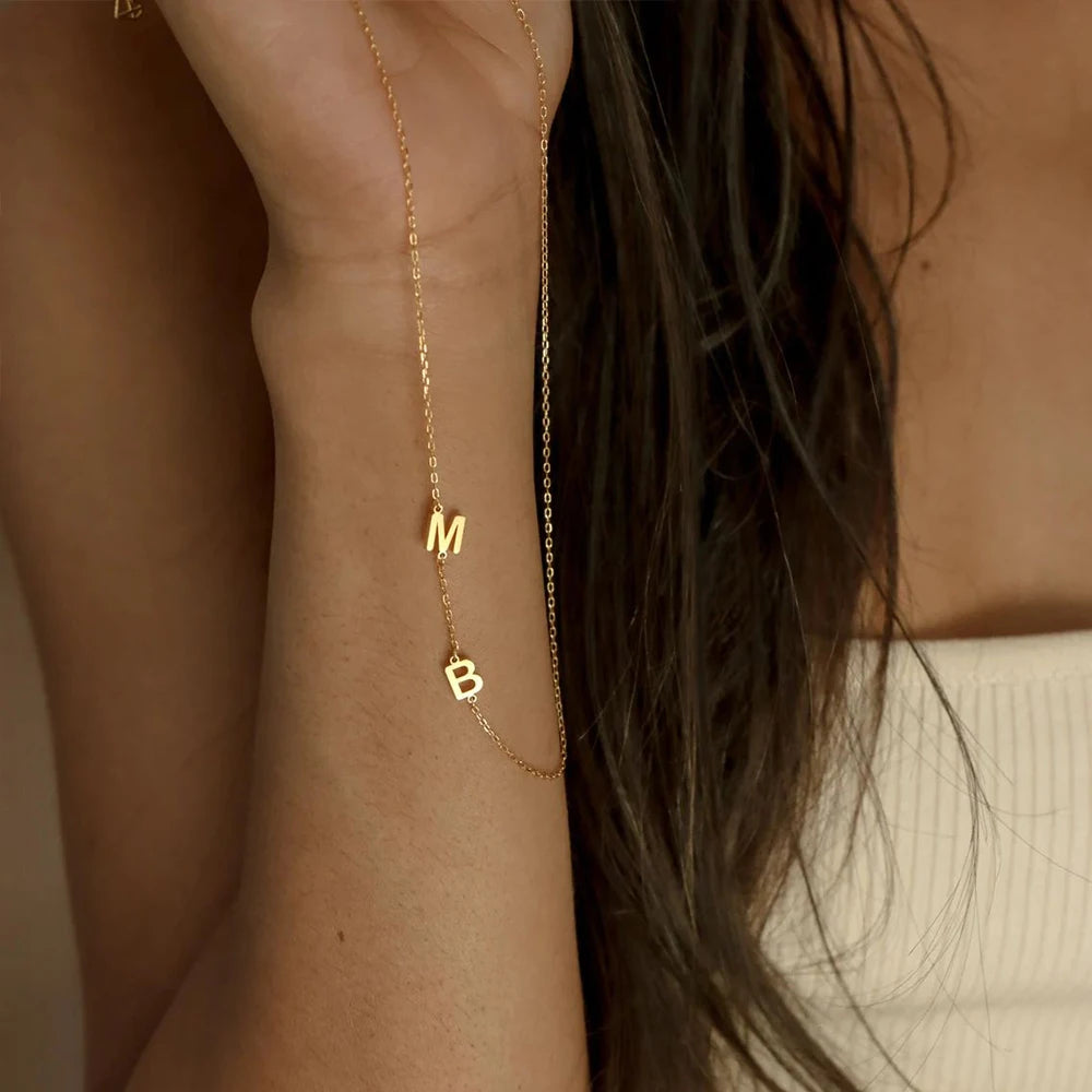 Personalized Name Necklace for Women – Custom Letter Pendant Gold-Tone Choker