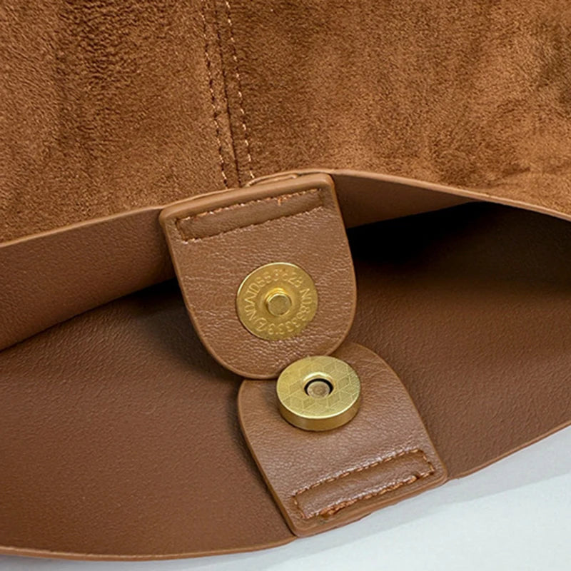 Women's Autumn New Suede Commuter Versatile Large Capacity Tote Bag Casual Simple Shoulder Bag Fashion Commuter Crossbody Bag
