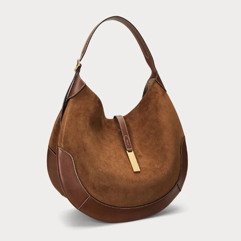 Women's Vintage Suede Tote Bag – Luxury Large-Capacity Shoulder Handbag