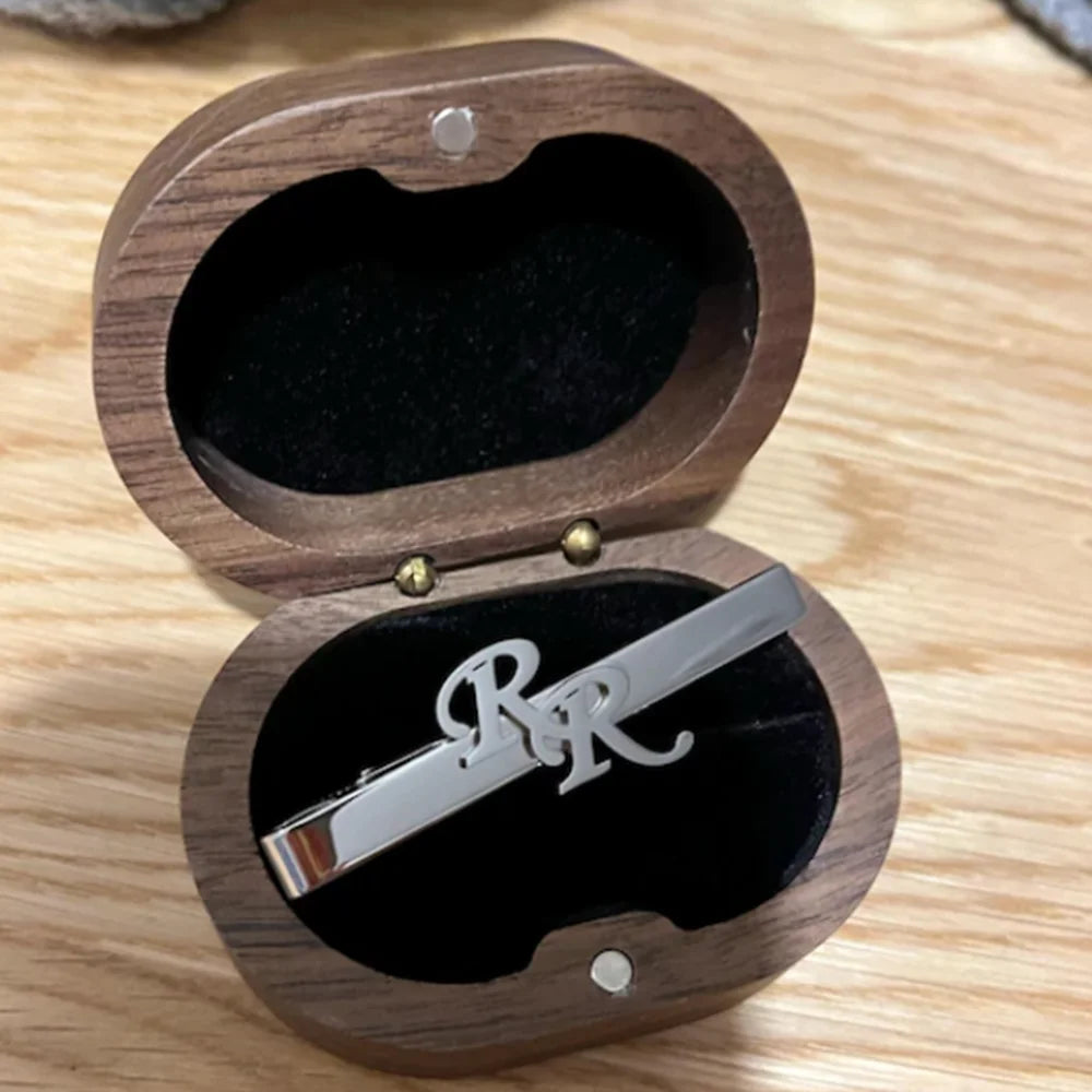 Personalized Initial Tie Clip for Men – Stainless Steel Tie Bar
