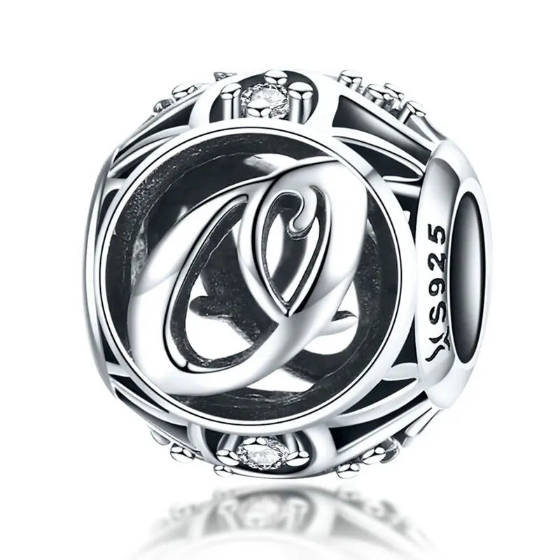 925 Sterling Silver Alphabet Charms A–Z – Letter Beads for DIY Bracelets