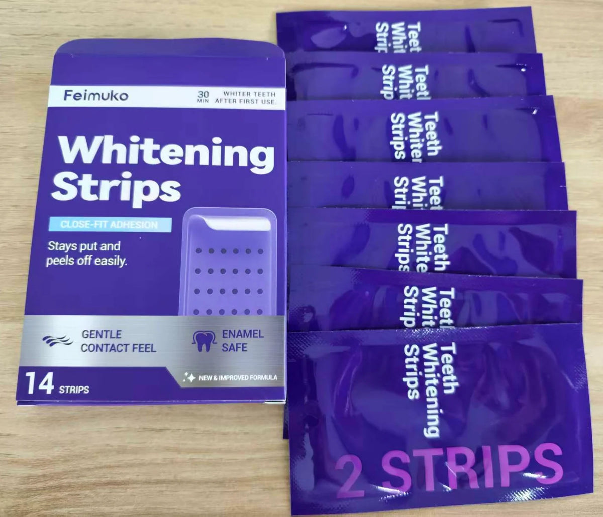 Premium Purple Whitening Strips, Deep Stain Cleaning, Perfect for Sensitive Teeth to Achieve Long-Lasting White Teeth