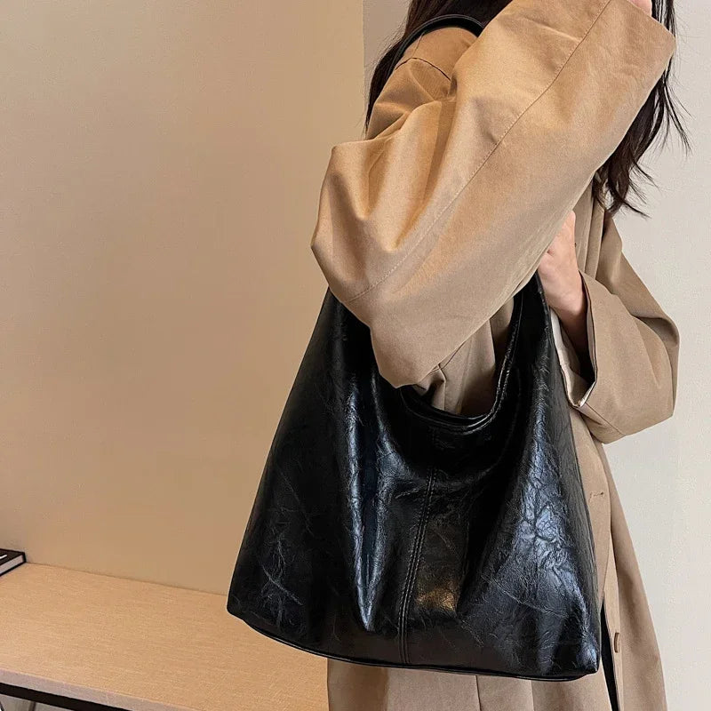 Women's Suede Shoulder Bag – Vintage Large-Capacity Tote with Top Handle