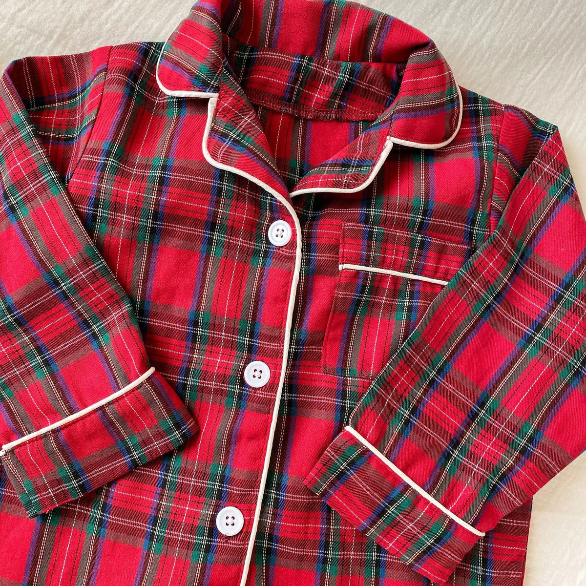 New Christmas Children's Pajama Sets Plaid Print Clothing Set Button Full Sleeve 2 Pcs Suit Homewear Thin Pyjamas Xmas Look