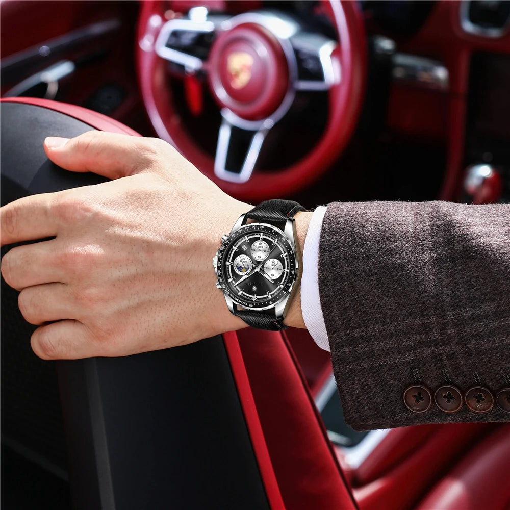 New Digital Sports Chornograph Gifts Mens Watches For Man Luxury Automatic Watch Men Fashion Quartz Wristwatches Leather Clock