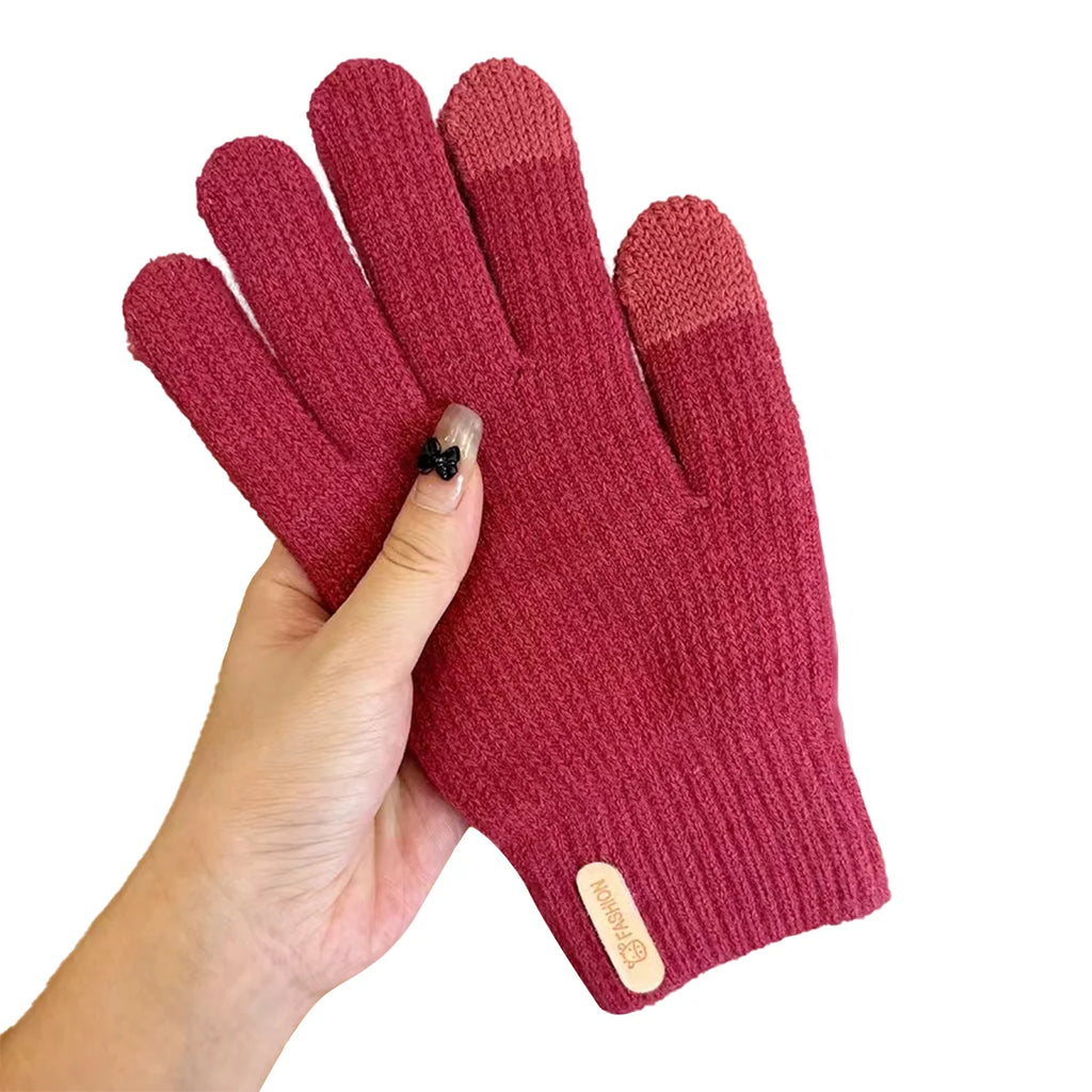 Unisex Winter Cycling Gloves – Thick Warm Cotton Knit Gloves for Men and Women