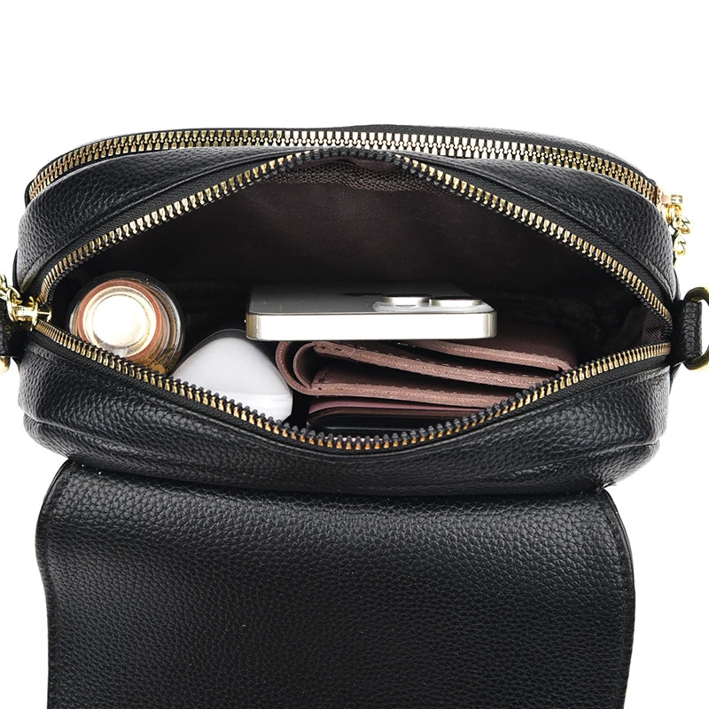 Women's Soft Leather Crossbody Bag – Elegant Designer Shoulder Handbag