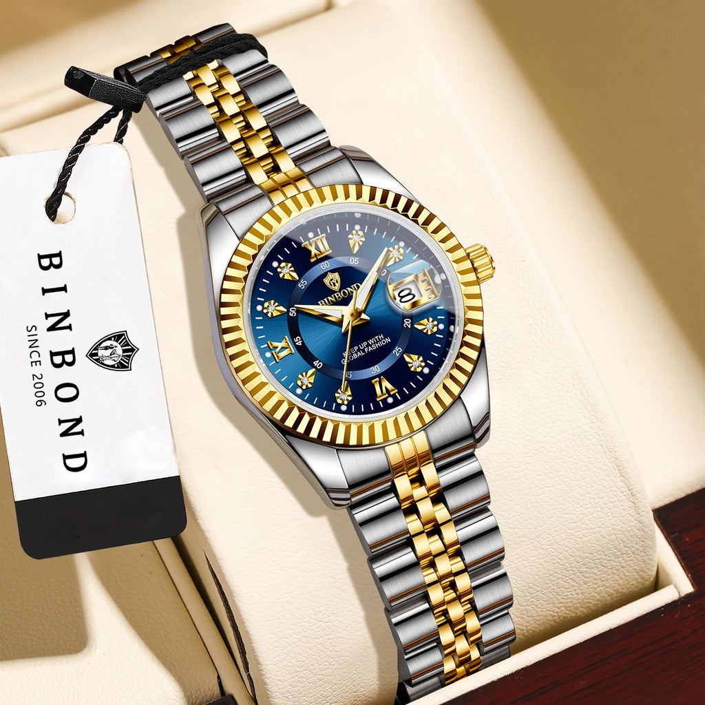 BINBOND Quartz Watches For Women Luminous Waterproof Ladies Watch Montre Femme Luxe De Marque Relojes Para Damas Mujer