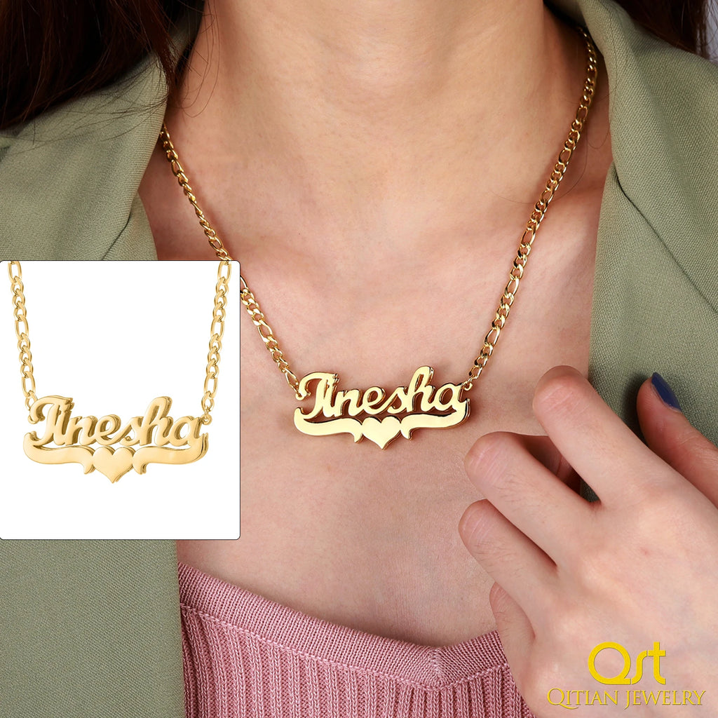 Personalized Double Name Necklace – Custom Stainless Steel Hip-Hop Pendant