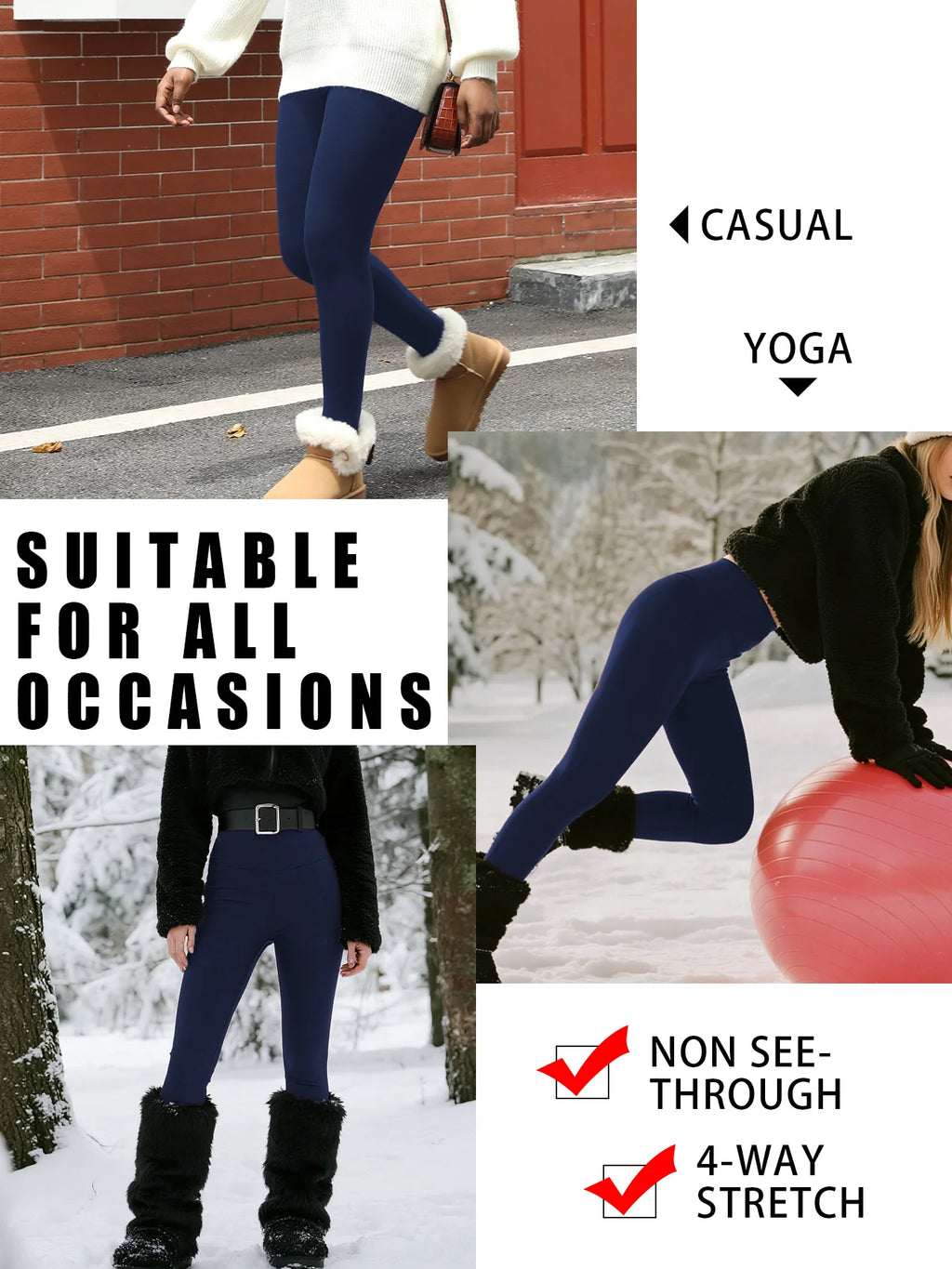 Women’s High-Waisted Fleece-Lined Leggings – Warm Thermal Stretch Pants