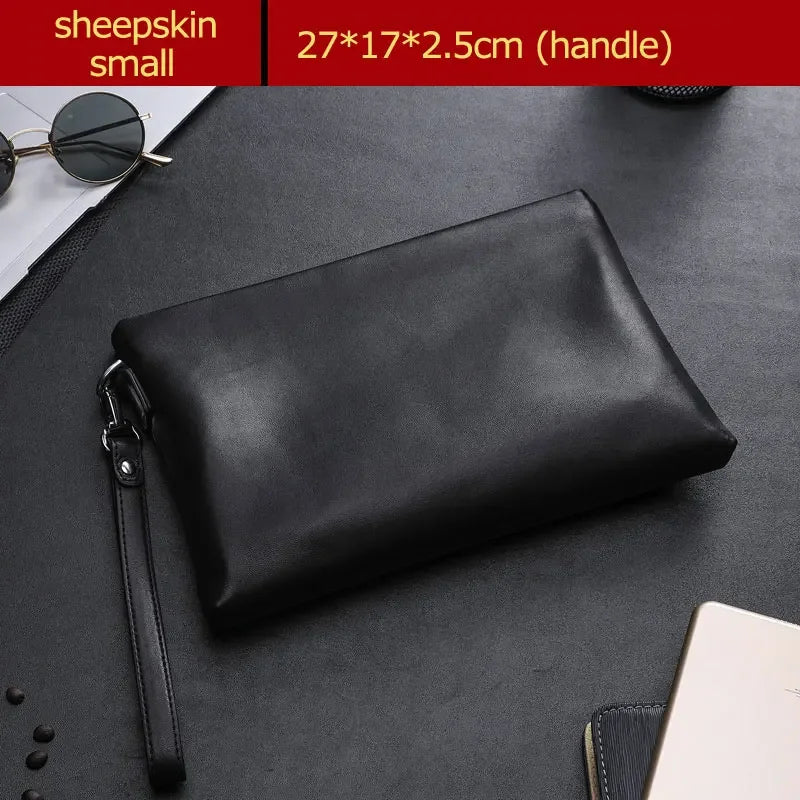 SENOFAN 2025 Clutches Bag Men Envelope Bag Handbag Genuine Leather Sheepskin Wallet Pouch Male Clutch Business Phone Bag Male