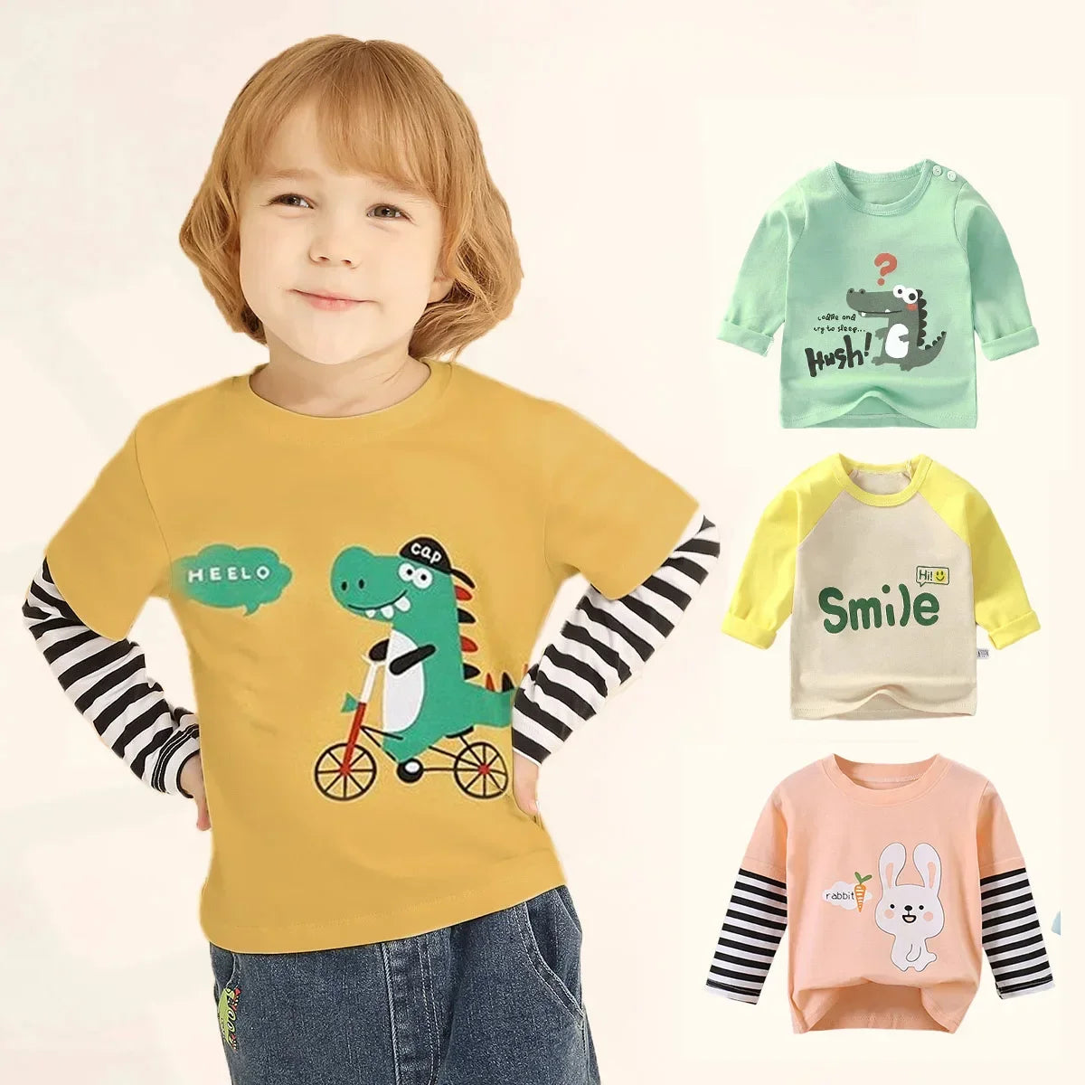 Children's Clothing Boys Girls T-Shirt Kids Clothes Cartoon Tops Long Sleeve Baby Clothing Autumn Winter Cotton Print Sweatshirt