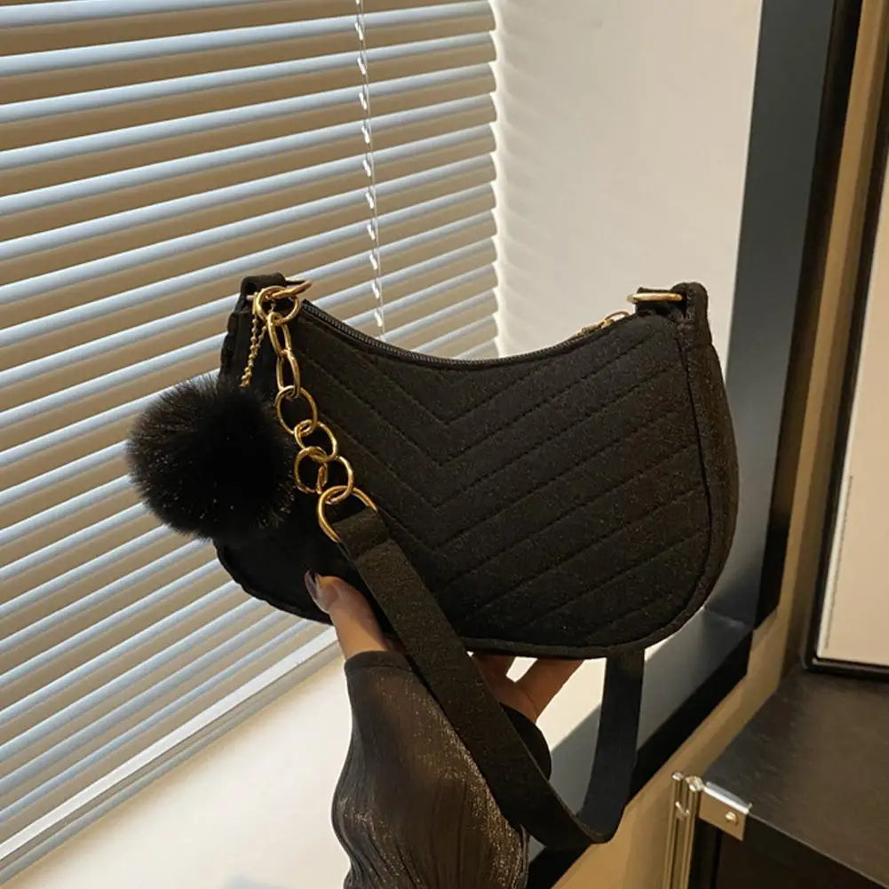 Mini Women Shoulder Bags Fashion Felt Women's Bag Design Advanced Underarm Handbags Mini Saddle Bag