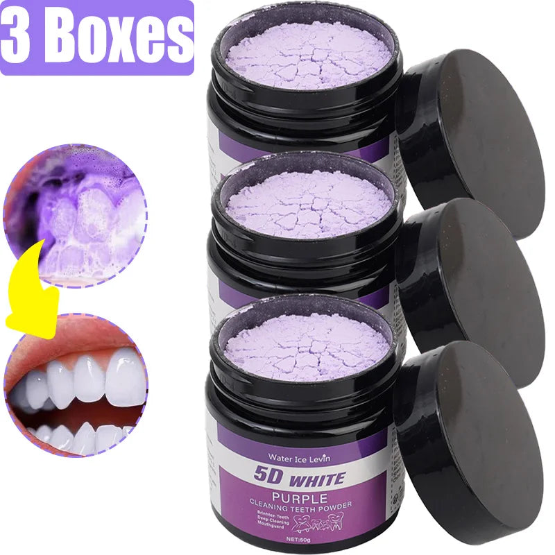 50g/box Purple Teeth Whitening Powder Natural Deep Cleaning Breath Freshener Suitable for Unisex Ideal for Daily Use Travel