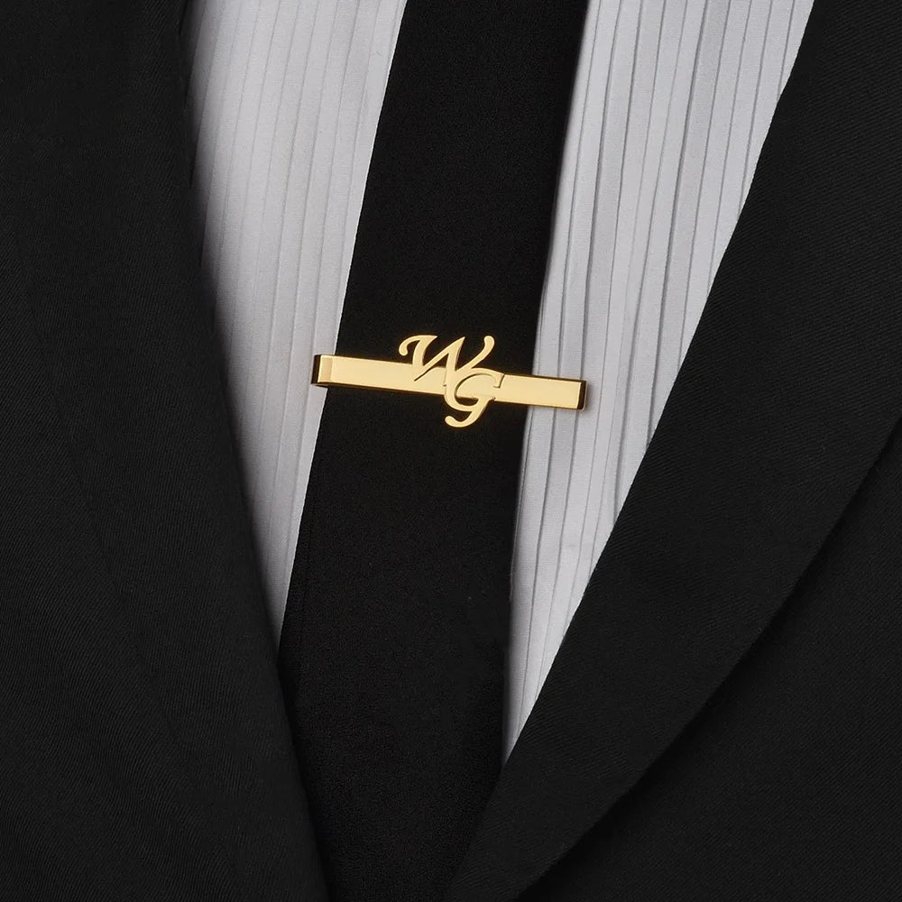 Personalized Initial Tie Clip for Men – Stainless Steel Tie Bar