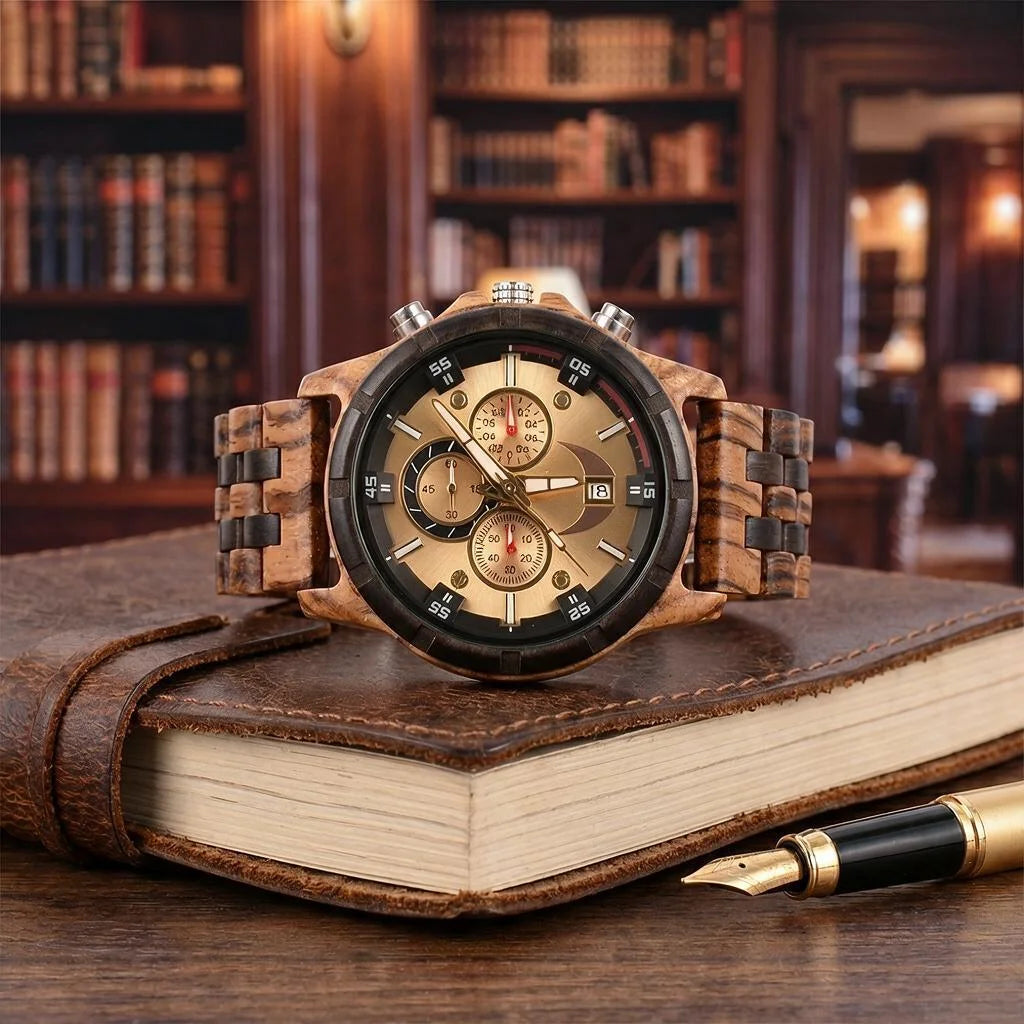 Man's Watches Wooden Watch Strap Hand Watch Quartz Wrist Watch for Men Chronograph Luxury Brand Montre Homme Gift Drop Shipping