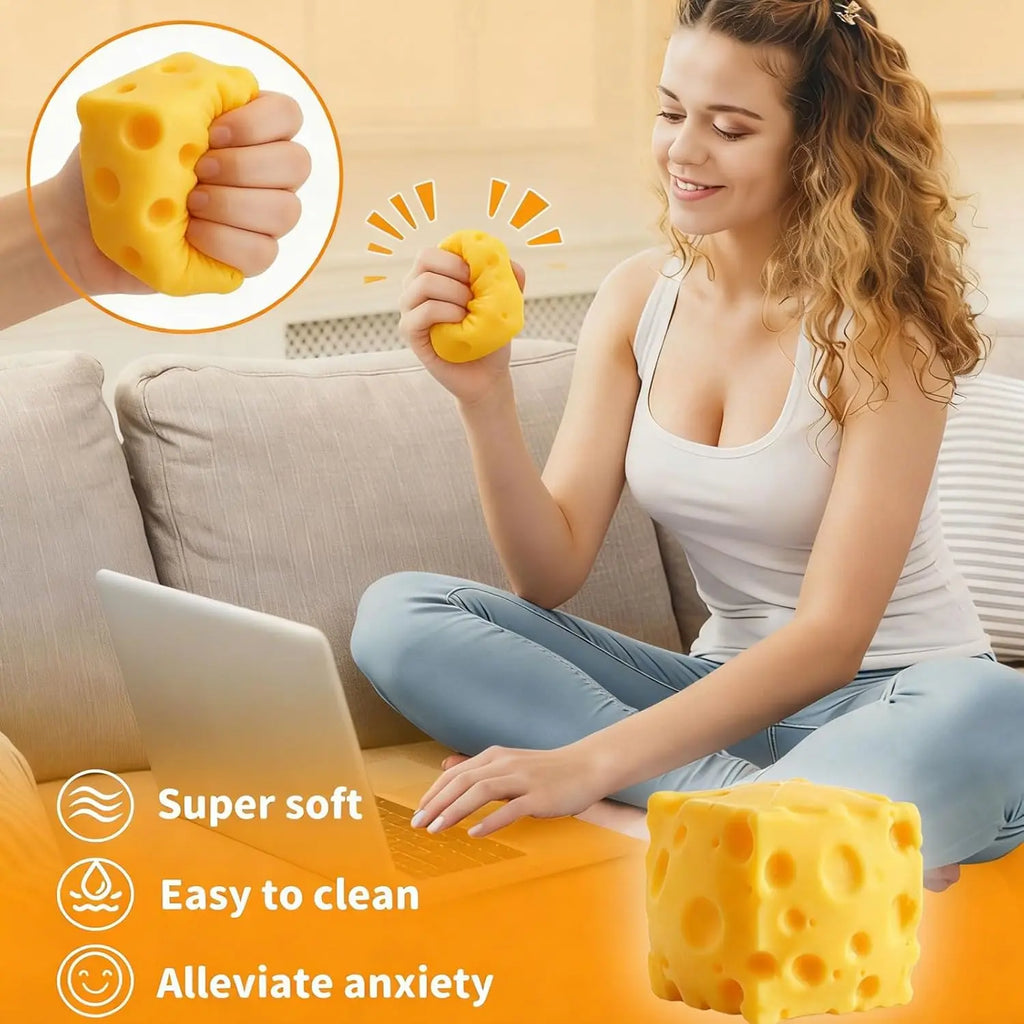 Slow Rebound Cheese Cube Squishy Toy Soft Touch Stress Relief Desktop Decor Gadget For Office Leisure And Holiday Gift Matching