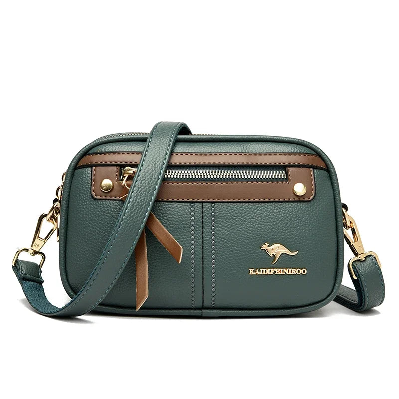 Women's Luxury Leather Shoulder Bag – Three-Layer Designer Handbag