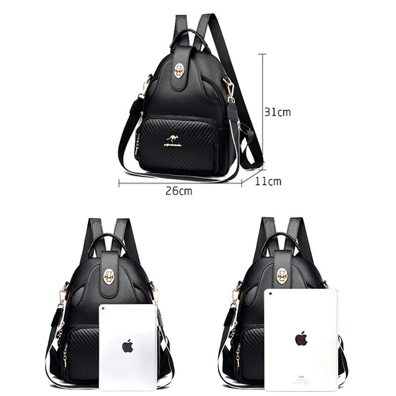 Women's Soft Leather Backpack – Elegant Luxury-Style Shoulder Bag