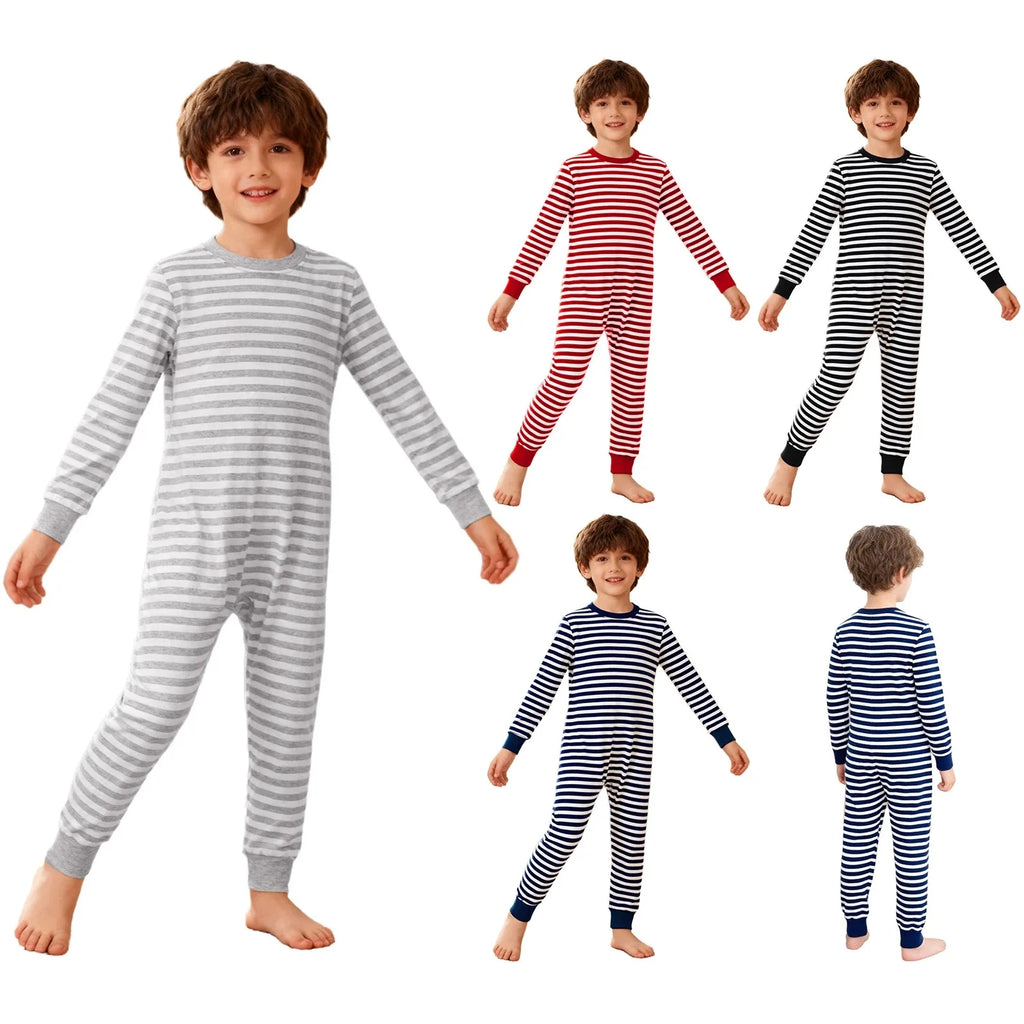 Children Special Needs Adaptive Clothing Long Sleeve Anti-Strip Back Zipper Striped Rompers Boys Girls Wearing All Day Jumpsuit