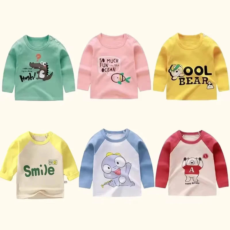 Children's Clothing Boys Girls T-Shirt Kids Clothes Cartoon Tops Long Sleeve Baby Clothing Autumn Winter Cotton Print Sweatshirt