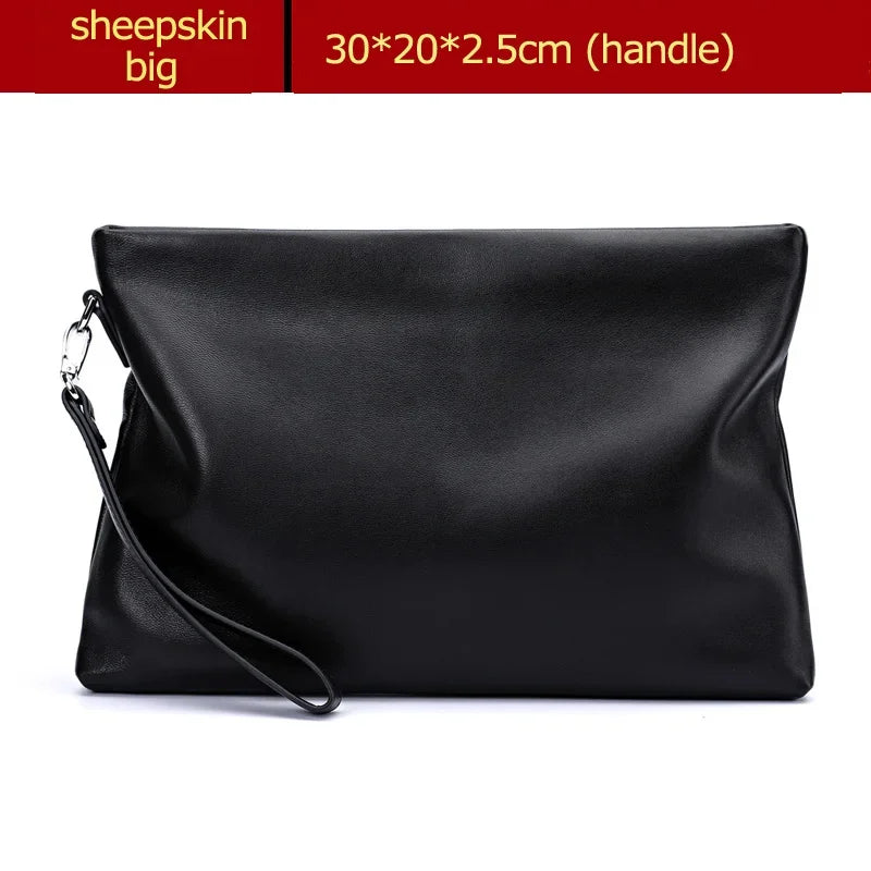SENOFAN 2025 Clutches Bag Men Envelope Bag Handbag Genuine Leather Sheepskin Wallet Pouch Male Clutch Business Phone Bag Male