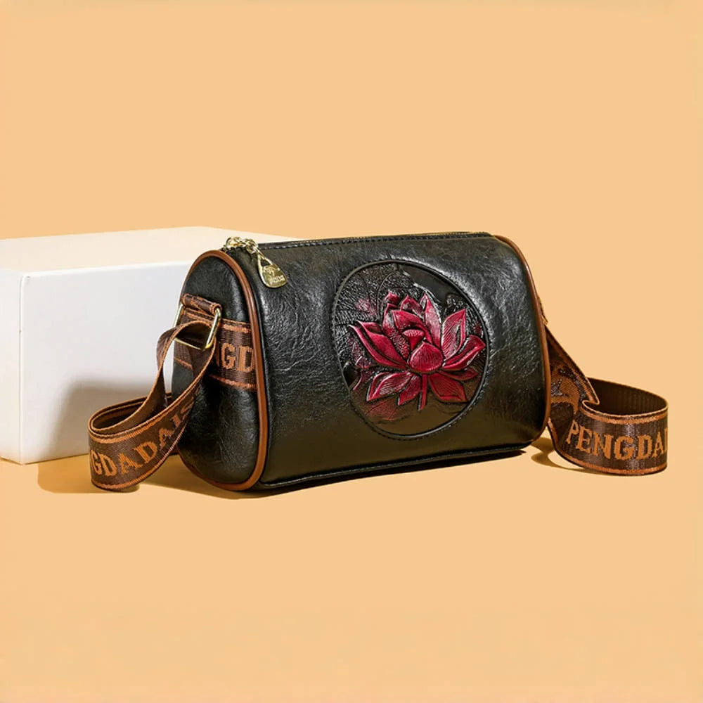 Women's Soft Leather Printed Handbag – Casual Shoulder and Crossbody Tote Bag